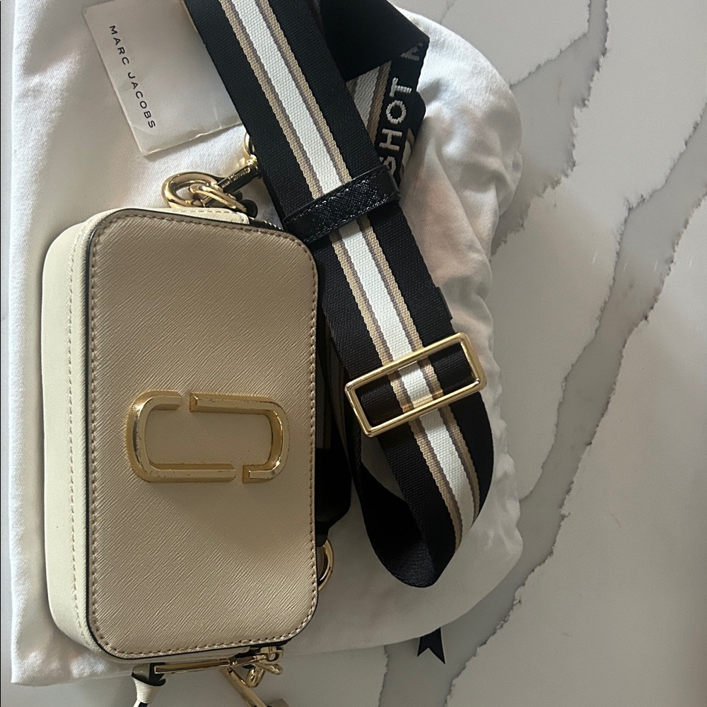 Marc Jacobs Ivory Crossbody Bag with Gold Hardware